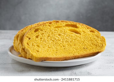Corn bread. Delicious sliced cornbread on plate.