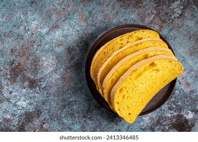 Corn bread. Delicious sliced cornbread on plate.
