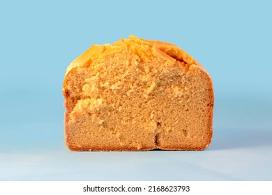 Corn Bread. Homemade Cornmeal Bread On A Blue Background .Top View.