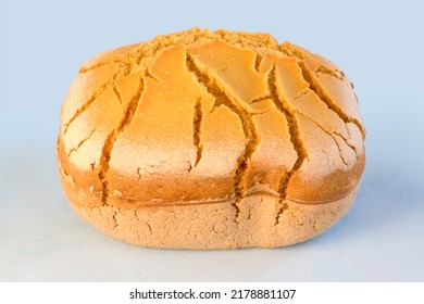 Corn Bread. Homemade Cornmeal Bread On A Blue Background .Top View.