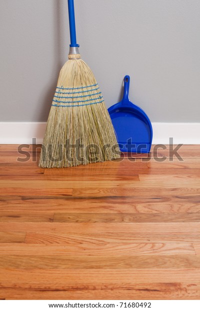 Corn Broom On New Hardwood Flooring Stock Photo Edit Now