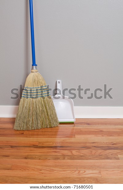 Corn Broom On New Hardwood Flooring Stock Photo Edit Now