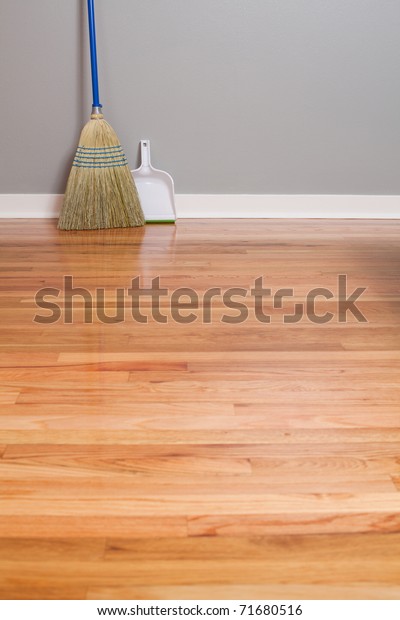 Corn Broom On New Hardwood Flooring Stock Photo Edit Now