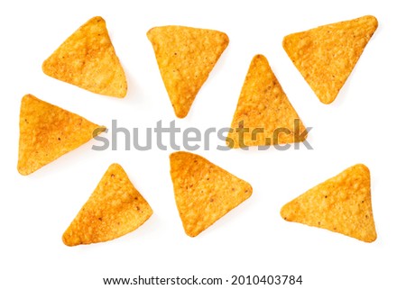 Corn chips isolated on white background, top view