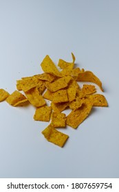 Corn chips on a white background