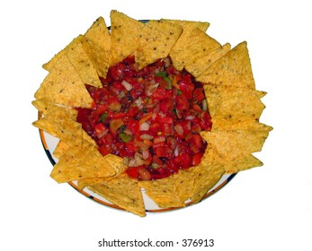 corn chips and salsa on a plate