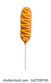 Corn Dog Isolated On White. American Food Concept