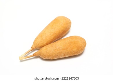 Corn Dog Isolated On A White Background.