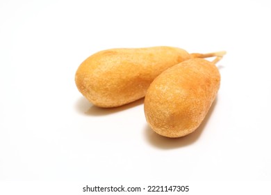 Corn Dog Isolated On A White Background.