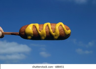 Corn Dog In The Sky With Mustard!