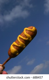 Corn Dog In The Sky With Mustard!