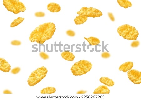 Corn Flakes isolated on white background, selective focus