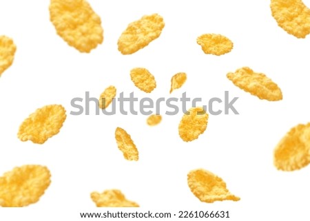 Corn Flakes isolated on white background, selective focus