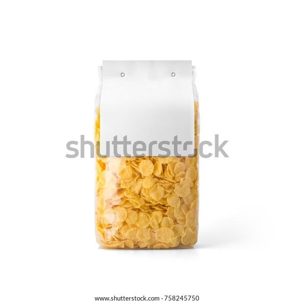 Download Corn Flakes Transparent Plastic Bag White Stock Photo Edit Now 758245750