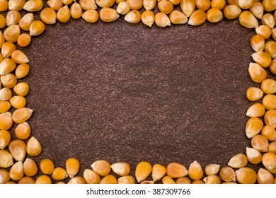 Corn frame on light brown background