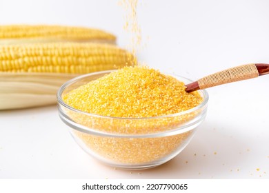 Corn Grits In Glass Bowl