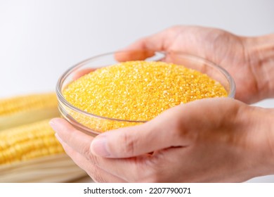 Corn Grits In Glass Bowl