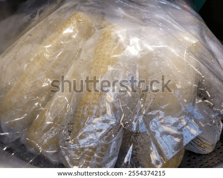 Corn, hot, steaming, packed, boiled corn, steamed corn, snack, delicious, sweet, harvested corn,