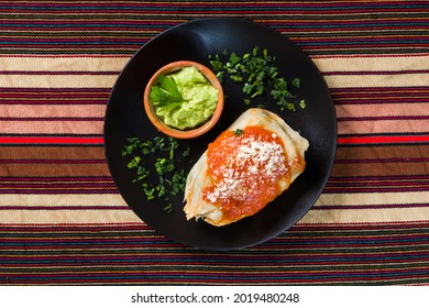 Corn made Chuchitos Tamalitos and guacamole from Guatemala Cuisine
