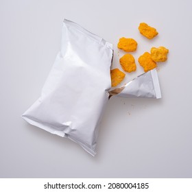 Corn Puff Snacks Open Bag Packaging Isolated On White Background