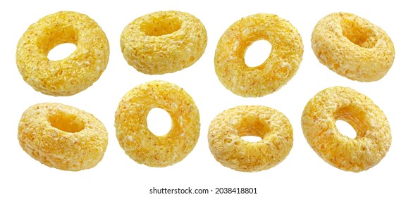 Corn rings isolated on white background with clipping path