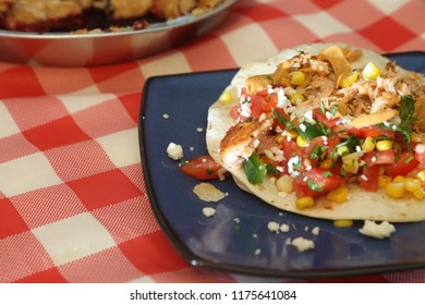 Corn Salsa And Salmon On A Tortilla