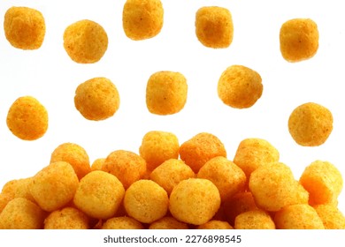 corn snacks balls isolated on white background