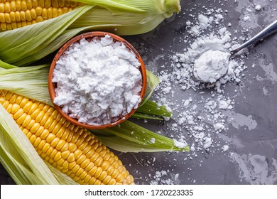 Corn Starch On A Dark Stone Background