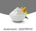 Corn Starch in White Bowl isolated on white background