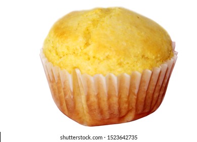 Cornbread. Hot Fresh Home Made Corn Bread Muffins. Isolated On White. Room For Text. 