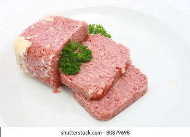 Corned Beef  On White Plate