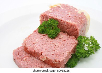 Corned Beef  On White Plate