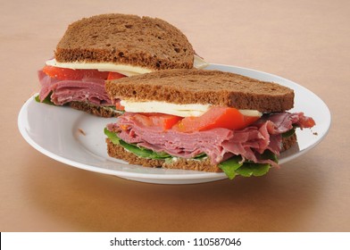 A Corned Beef Sandwich On Rye Bread