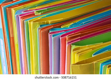 Corner Of Colorful Files In The Box