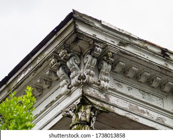 Corner Of Entablature Of Greek Revival Home In New Orleans Showing Details