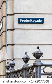 Corner Frederiksgade Street Sign On House Wall In Copenhagen, Denmark