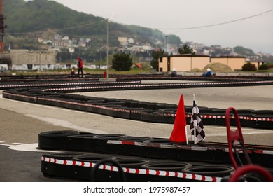 Corner Of The Gokart Track, Racing Track For Carting