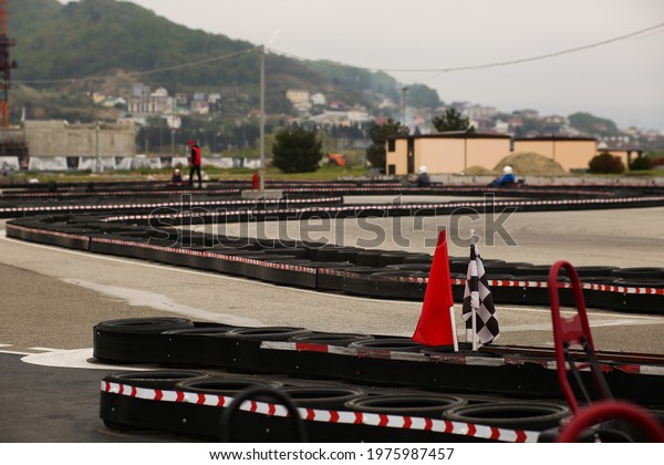 corner of\
the gokart track, Racing track for\
Carting