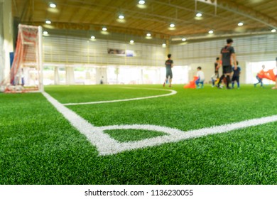 Corner Line of an indoor football soccer training field - Shutterstock ID 1136230055
