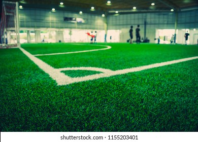 Corner Line of an indoor football soccer training field - Shutterstock ID 1155203401