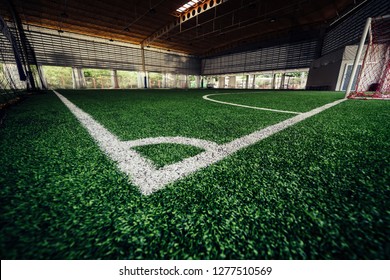 Corner Line Of An Indoor Football Soccer Training Field