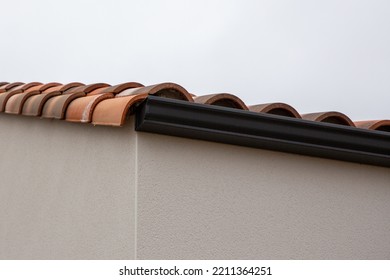 Corner Of The New Modern House With Roof Gutter On Facade Home