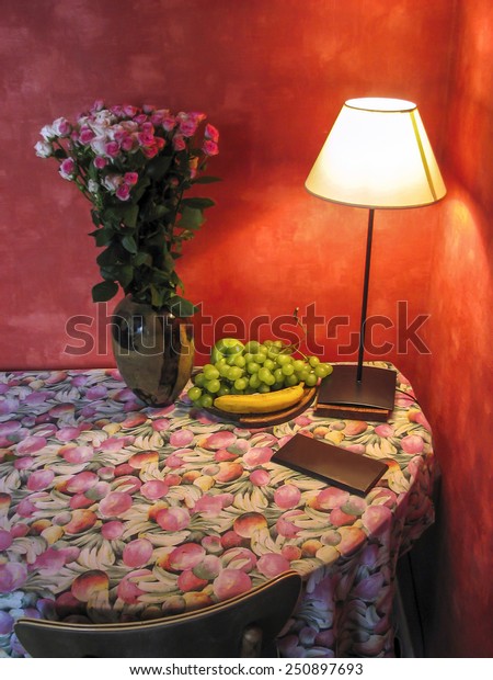 corner table with lamp
