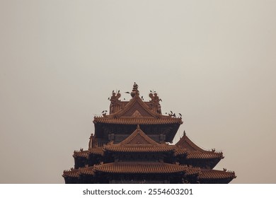 The Corner Tower of the Forbidden City in smoggy weather - Powered by Shutterstock