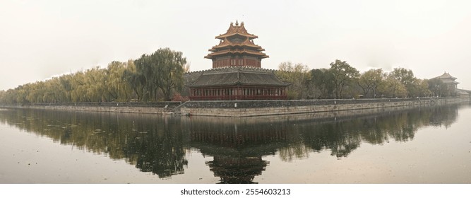 The Corner Tower of the Forbidden City in smoggy weather - Powered by Shutterstock