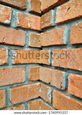 The corners of the brick walls. interlocking brick wall.