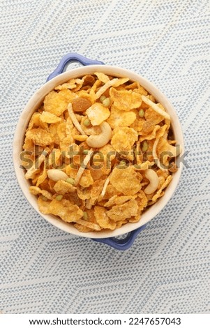 Cornflake Chivda or Corn Chiwda loaded with peanuts and Cashew. 