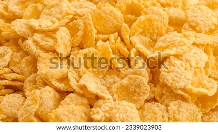 Corn-flakes background and texture, cornflake cereal box for morning breakfast.