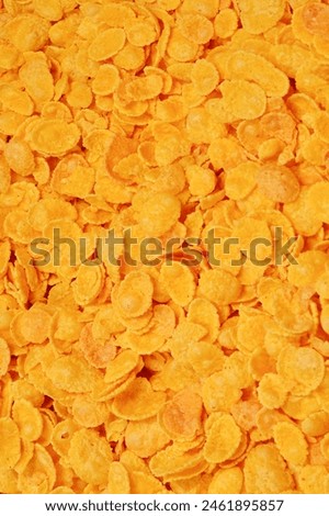 Corn-flakes background and texture. Top view. cornflake cereal box for morning breakfast.