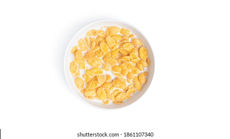 Cornflakes with milk on a white background. High quality photo